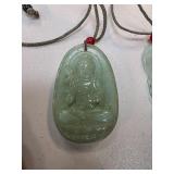 Jade Pendant With Carved Figure on Adjustable Cord