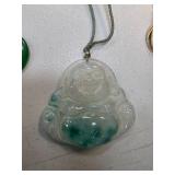 Translucent Jade Laughing Buddha Pendant on Cord