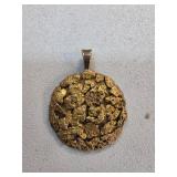 14K Gold on Sterling Silver Nugget Pendant, 8.1 Gr