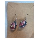 Sterling Silver Earrings with Floral Design Beads