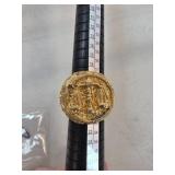 Gold-Tone Costume Ring with Scales of Justice Desi