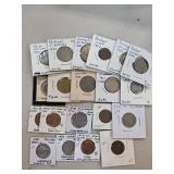 World Coins with Notations from Various Years and