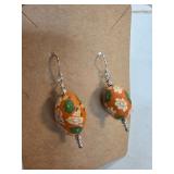 Sterling Silver Floral Bead Dangle Earrings