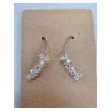 Sterling Silver Drop Earrings with Clear Bead Acce