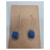 Sterling Silver Drop Earrings with Blue Stone Acce