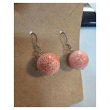 Sterling Silver Coral Dangle Earrings