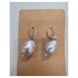 Sterling Silver Earrings with Large Pearlescent Dr