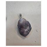 Agate Slice Pendant with Silver-Tone Metal Setting