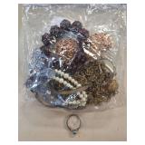 Costume Jewelry Lot with Silver-Colored Ring and N