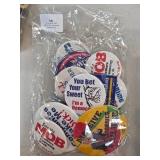 Political and Campaign Pinback Buttons in Clear Ba