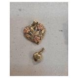 10k Gold Heart-Shaped Pendants, 1.8g Total Weight