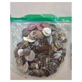 World Coins in Plastic Bag