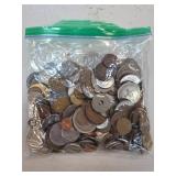 World Coins in a Plastic Bag