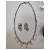 Rhinestone Necklace and Earrings Set with Baguette