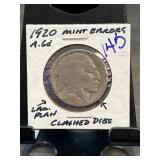 1920 Buffalo Nickel With Mint Errors: Lamination P