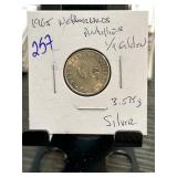 1965 Netherlands Antilles 1/4 Gulden Silver Coin