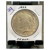 1922 Peace Silver Dollar in Choice Uncirculated Co