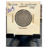 1942 Mexico 10 Centavos Coin with Eagle Emblem