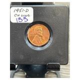 1951-D Lincoln Wheat Penny in Holder