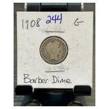 1908 Barber Dime in G Condition