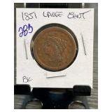1851 United States Large Cent Coin in Holder