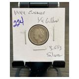 1944 Cura§ao 1/4 Gulden Silver Coin, 3.58g