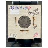 1914-P Barber Dime in VF (Very Fine) Condition
