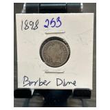 1898 Barber Dime in Protective Holder