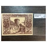 1921 German 25 Pfennig Notgeld Note Featuring Pade