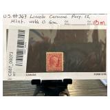 US #367 Lincoln Carmine Perforated 12 Mint Stamp w