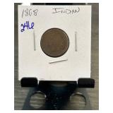 1868 Indian Head Cent in Cardboard Holder