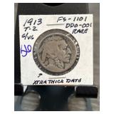1913 Type 2 Buffalo Nickel FS-1101 DDO-001 with Ra