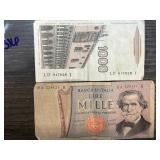 Banca DItalia 1000 Lire Banknotes Featuring Giu
