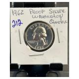 1962 Proof Silver Washington Quarter in Protective