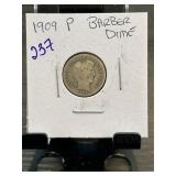 1909 P Barber Dime in Protective Holder