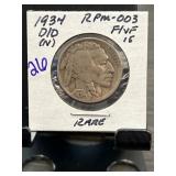 1934 Buffalo Nickel D/D RPM-003 FS-501 in F/VF Con