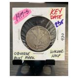 1917-S Walking Liberty Half Dollar Key Date Obvers