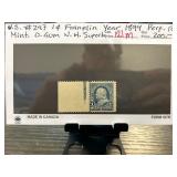 1894 1-Cent Franklin Stamp, Mint, No Gum, Perf 12