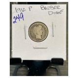 1912 P Barber Dime in Display Card