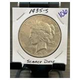 1935-S Peace Silver Dollar Coin in Holder