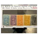 US E15-19 Special Delivery Stamps, Mint, No Gum