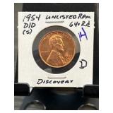 1954-D/D Lincoln Wheat Cent, Unlisted RPM, 64 RD