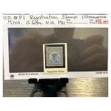 US #F1 Ultramarine Registration Stamp, Mint, 1911