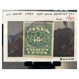 US Series 1934 40 Cent Wine Revenue Tax Stamp