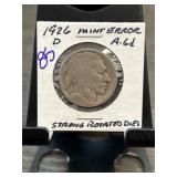 1926-D Buffalo Nickel With Mint Error Featuring St