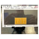 US #603 Monroe Orange Color Mint Pair Stamps