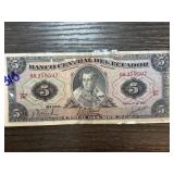 Ecuador 5 Sucres Banknote, 1970, Banco Central De