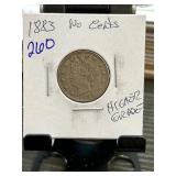 1883 Liberty Head V Nickel No Cents Coin in High G