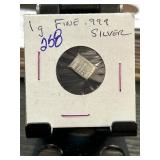1g Fine .999 Silver Bar in Protective Holder