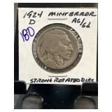 1924-D Buffalo Nickel With Mint Error and Rotated